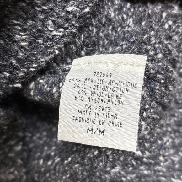 One on One Fair Isle Sweater Jacket Womens Medium Gray Blue Fleck Zip Cardigan - Picture 8 of 9